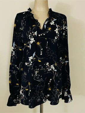 Mika Mindel Navy Floral Blouse
